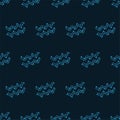 Seamless zodiac pattern of horoscope aquarius sign on a dark space background with stars