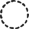 Seamlessly looping dotted line creating a perfect circle with uniformly sized and spaced oval shapes, ideal for