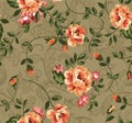 Seampless flower ditsy classic rose print brown