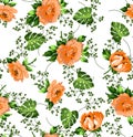 Seampless flower ditsy classic rose print white background