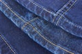 Seams on blue denim trousers Royalty Free Stock Photo