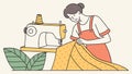 Seamstress diligently working at a sewing machine. vector design Generative AI Royalty Free Stock Photo