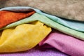 Seamstress pattern texture cloth fabric colorful display pile