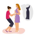 Seamstress takes measurements Royalty Free Stock Photo