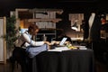 Seamstress using industrial sew machine