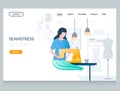 Seamstress vector website landing page design template Royalty Free Stock Photo
