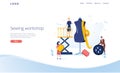 Seamstress vector website template, web page and landing page design for website and mobile site development. Sewing Royalty Free Stock Photo