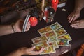 Seance of fortune telling on a Tarot cards Royalty Free Stock Photo