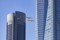 Seaplane. Airplane. Military vehicle. Spanish Air Force on the day of the National Holiday of October 12