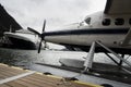 Seaplane and cruise ships docked along the pier in Alaska Royalty Free Stock Photo