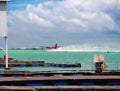 Seaplane disperses before take-off Royalty Free Stock Photo