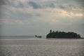 A seaplane ferrying holidaymakers around the Maldives