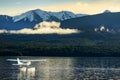 Seaplane floating at lake te anu southland new zealand Royalty Free Stock Photo