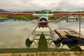 A seaplane on floats in the yukon Royalty Free Stock Photo