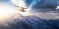 Seaplane Flying over the Rocky Mountain Landscape.