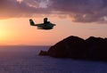 Seaplane over exotic island Royalty Free Stock Photo