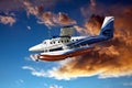 Seaplane and stormy clouds Royalty Free Stock Photo