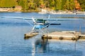 Seaplane Tied Up to a Jetty Royalty Free Stock Photo