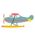Seaplane transportation cartoon character side view vector illustration