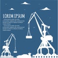 Seaport banner with port crane silhouette