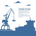 Seaport banner with port crane silhouette