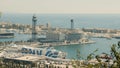 Seaport in Barcelona. Sea. The city from a height