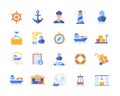 Seaport colorful icon set Royalty Free Stock Photo