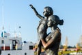 Seaport in Odessa. Monument to the sailor`s wife. Ukraine. May, 2016. Spring background.