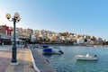 Seaport of Sitia town with moored traditional Greek fishing boats Royalty Free Stock Photo