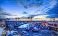 Seaport at sunset in La Pinta beach, Tenerife, Spain