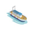 Seaport tugboat isometric 3D element