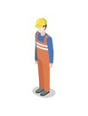 Seaport worker in uniform isometric 3D element