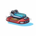 Seapunk-inspired Toy Ride: Autopunk Hoverboard Sprite In Comic Style Royalty Free Stock Photo