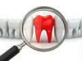 Search aching tooth in row of healthy teeth. Royalty Free Stock Photo