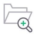 Search add folder thin color line vector icon Royalty Free Stock Photo