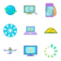 Search algorithm icons set, cartoon style