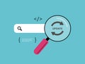 Search algorithms update concept with icons. Search engine algorithm changes to improve ranking results and optimize SEO
