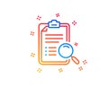 Search analysis line icon. Find document sign. Vector Royalty Free Stock Photo
