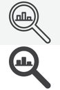 Search analytics graph line and solid vector icon set Royalty Free Stock Photo