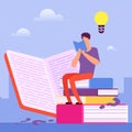 Search for answers to questions in books. Self education vector concept