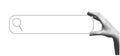 Search bar concept. Hand holding empty input field for online inquiry, internet browsing, website