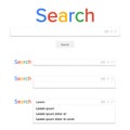 Search Bar Field Vector. Search Engine Browser Window Template. Pop Up List, Search Results. Elements Of Search Magnifier Icon And Royalty Free Stock Photo
