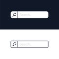 Search bar with icon and placeholder. On a dark and light background. HTML template element. User interface for the