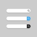 Search bar icons. Blank search bar icon for website. Empty template search bar for browser. Vector illustration