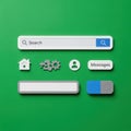 Search Bar Interface with Settings and Message Icons on Bright Green Background Royalty Free Stock Photo
