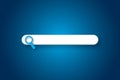 Search bar with light on dark blue background. Flat design template for website, Navigation search for browser. Royalty Free Stock Photo