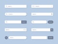 Search bar. Searching internet field, website bars with shadows and empty online search engine box with button vector