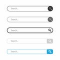 Search Bar. Set of search bar boxes for internet design.