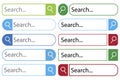 Search bar. A string to search for a website. Search icon. Line for text. Search string set. Vector illustration