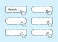 Search bar with suggestions for UI and website design on a bright background. Search address and navigation bar icon with mouse Royalty Free Stock Photo